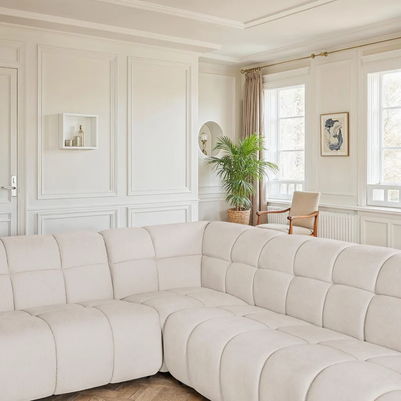 Canapé d'angle en tissu anti tache, H80CM - PRADO