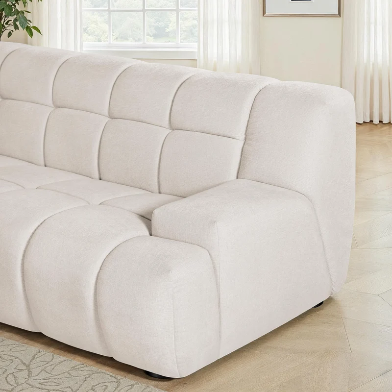 Canapé d'angle en tissu anti tache, H80CM - PRADO