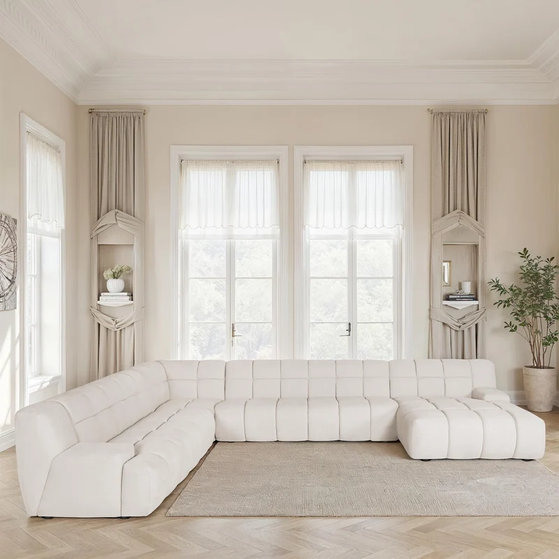 Canapé d'angle en tissu anti tache, H80CM - PRADO