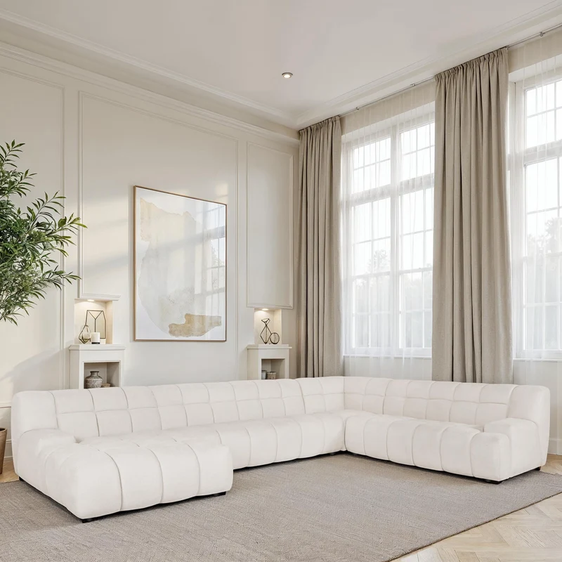 Canapé d'angle en tissu anti tache, H80CM - PRADO