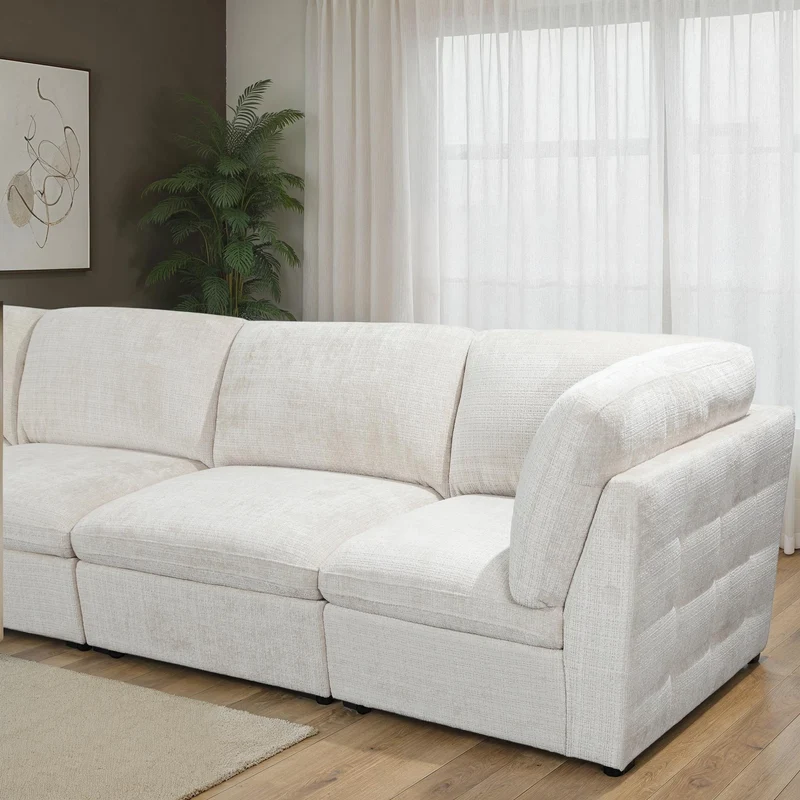 Canapé d'angle modulable 7 places en tissu, OLYMPE 370x280cm