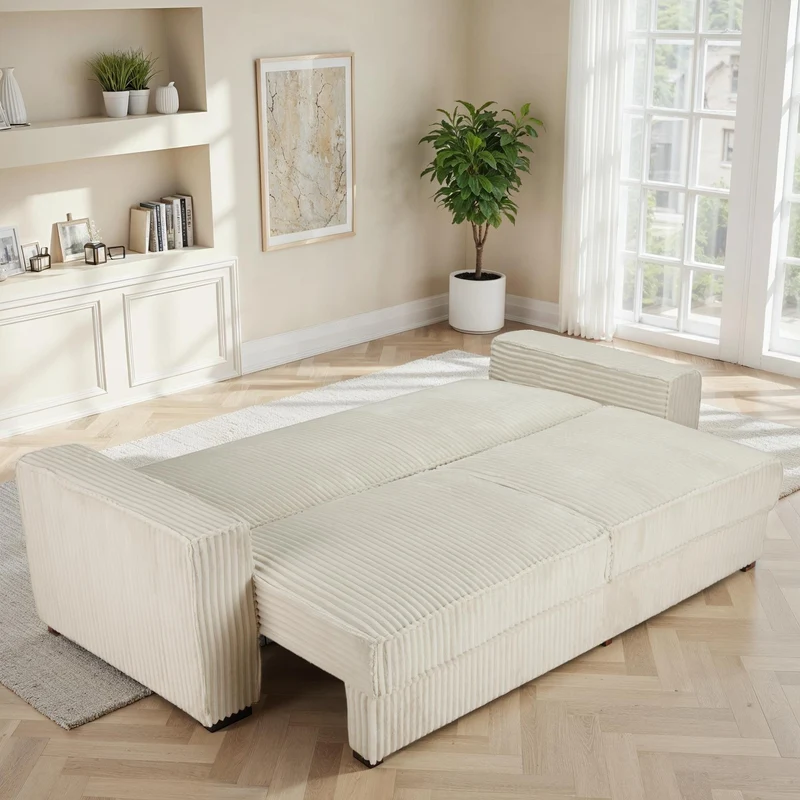 Canapé Clic-clac avec coffre convertible en tissu, 230x94,5xH91CM - CHELSEA