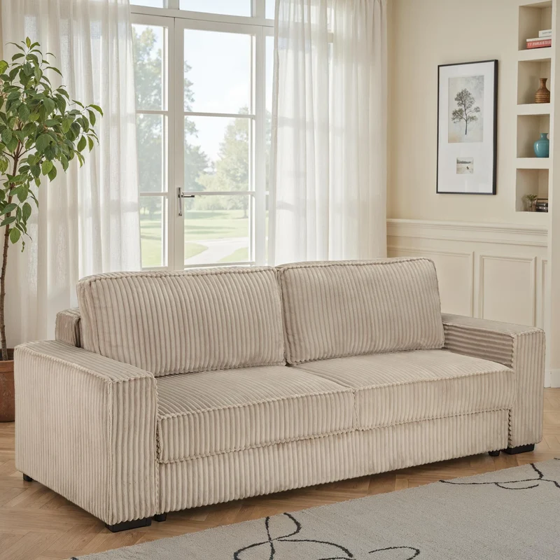 Canapé Clic-clac avec coffre convertible en tissu, 230x94,5xH91CM - CHELSEA