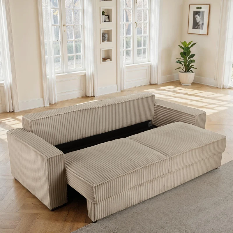 Canapé Clic-clac avec coffre convertible en tissu, 230x94,5xH91CM - CHELSEA