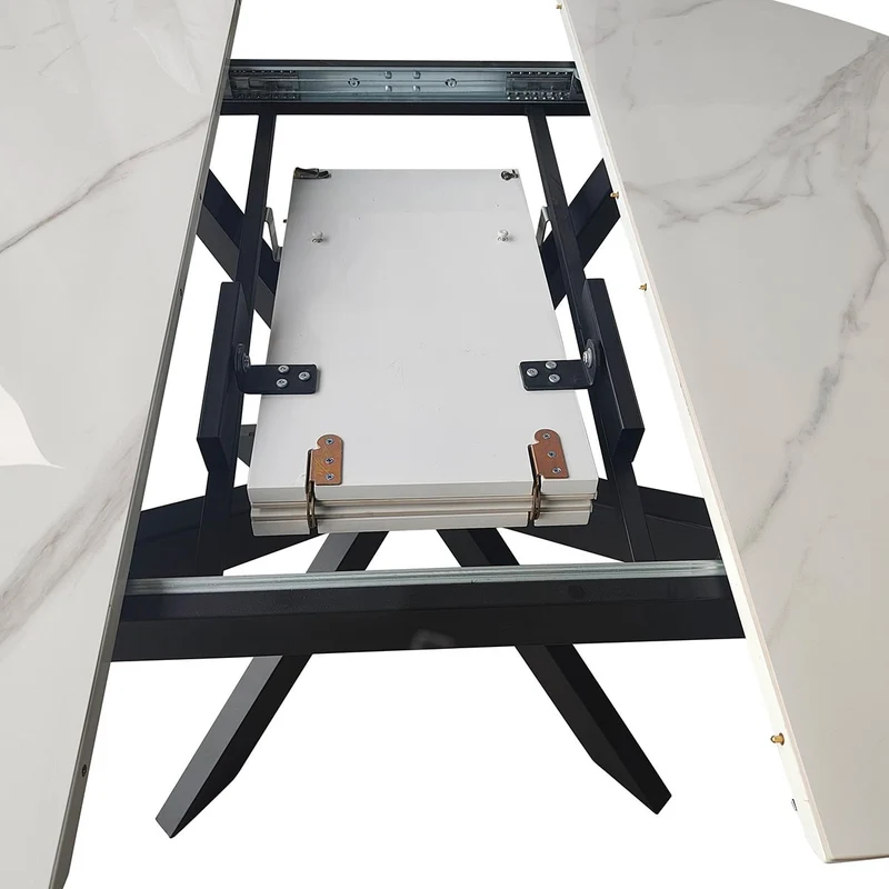 Table à manger ronde extensible avec plateau en céramique, D120-150XH76CM - PILAR