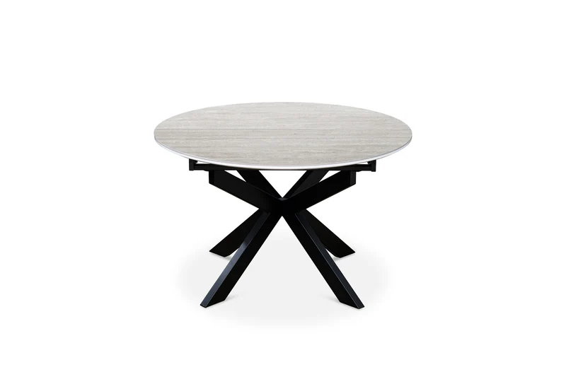 Table à manger ronde extensible avec plateau en céramique, D120-150XH76CM - PILAR