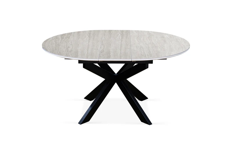 Table à manger ronde extensible avec plateau en céramique, D120-150XH76CM - PILAR