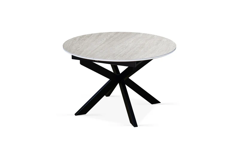 Table à manger ronde extensible avec plateau en céramique, D120-150XH76CM - PILAR
