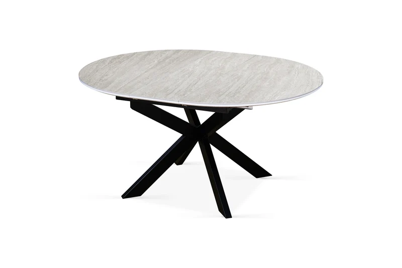 Table à manger ronde extensible avec plateau en céramique, D120-150XH76CM - PILAR
