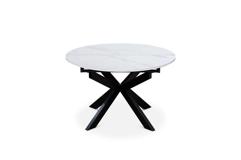Table à manger ronde extensible avec plateau en céramique, D120-150XH76CM - PILAR