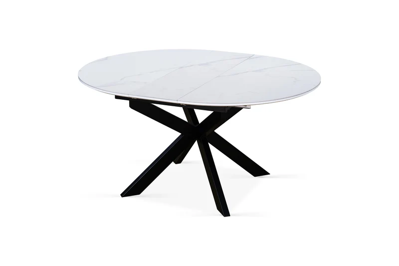 Table à manger ronde extensible avec plateau en céramique, D120-150XH76CM - PILAR