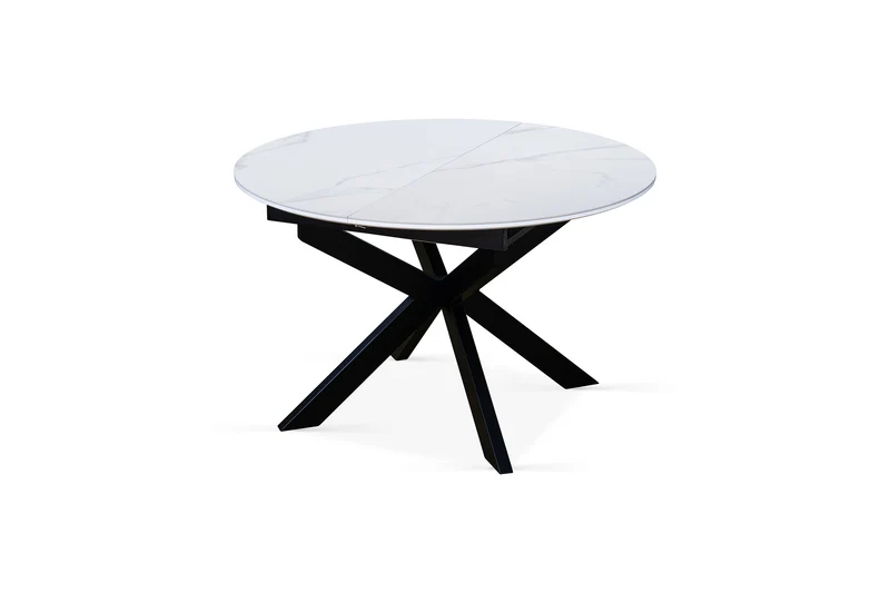 Table à manger ronde extensible avec plateau en céramique, D120-150XH76CM - PILAR