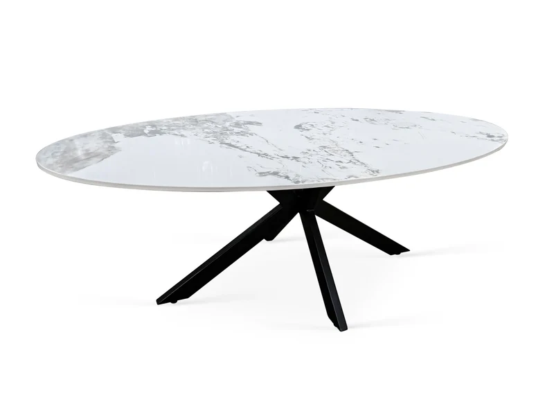 Table basse plateau en ceramique ovale, 130x70xH45CM - PILAR