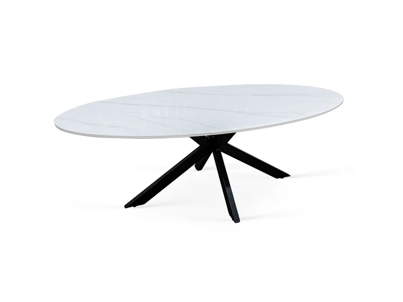Table basse plateau en ceramique ovale, 130x70xH45CM - PILAR