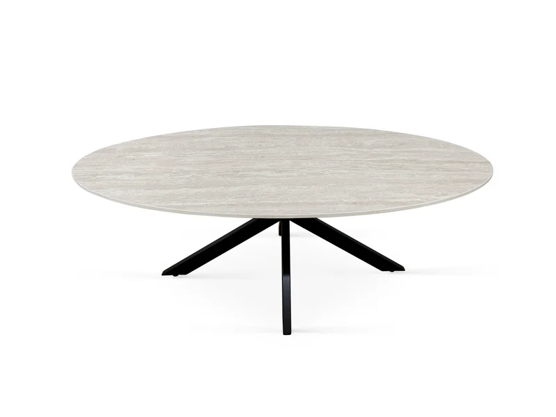 Table basse plateau en ceramique ovale, 130x70xH45CM - PILAR