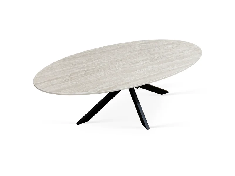 Table basse plateau en ceramique ovale, 130x70xH45CM - PILAR