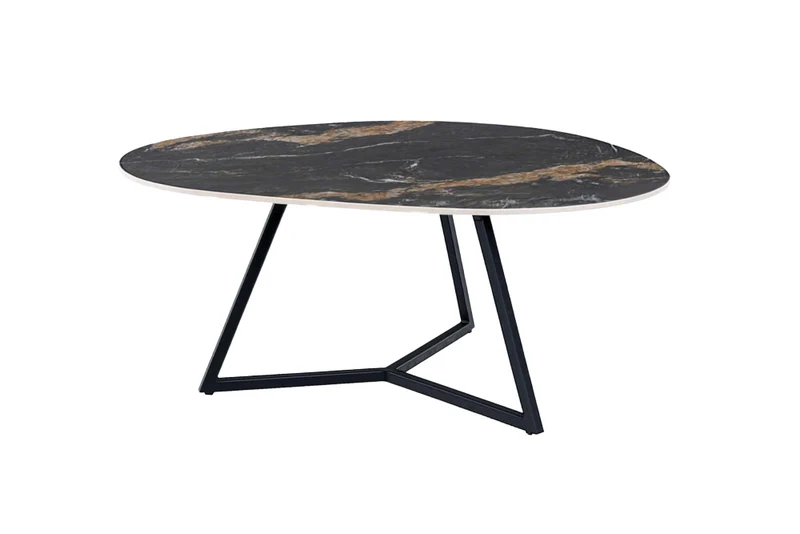 Design table basse MARVELOUS 70cm noir or sable AURORA ORO céramique métal