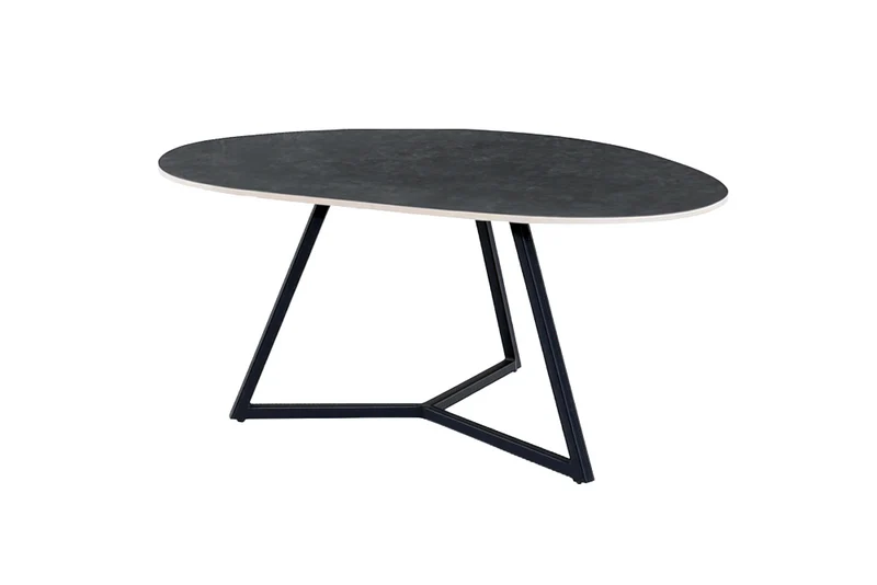 Design table basse MARVELOUS 90cm marbre anthracite céramique métal noir