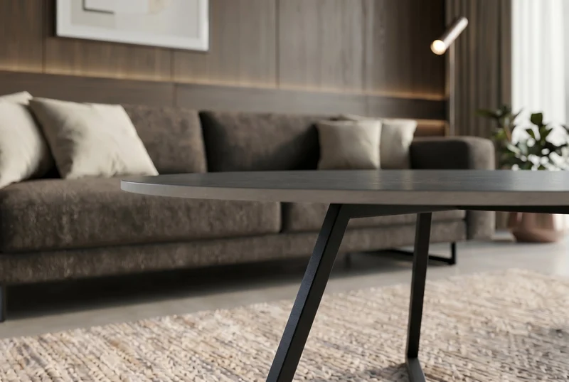 Design table basse MARVELOUS 90cm marbre anthracite céramique métal noir