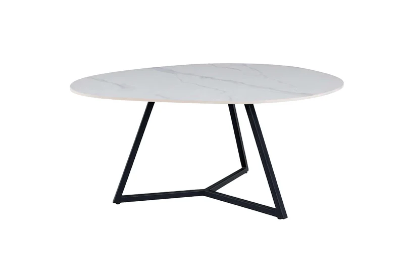 Design table basse MARVELOUS 90cm marbre blanc céramique métal noir