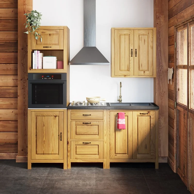 Meuble haut pin massif 80 cm 2 portes épicéa huilé miel | Aravis