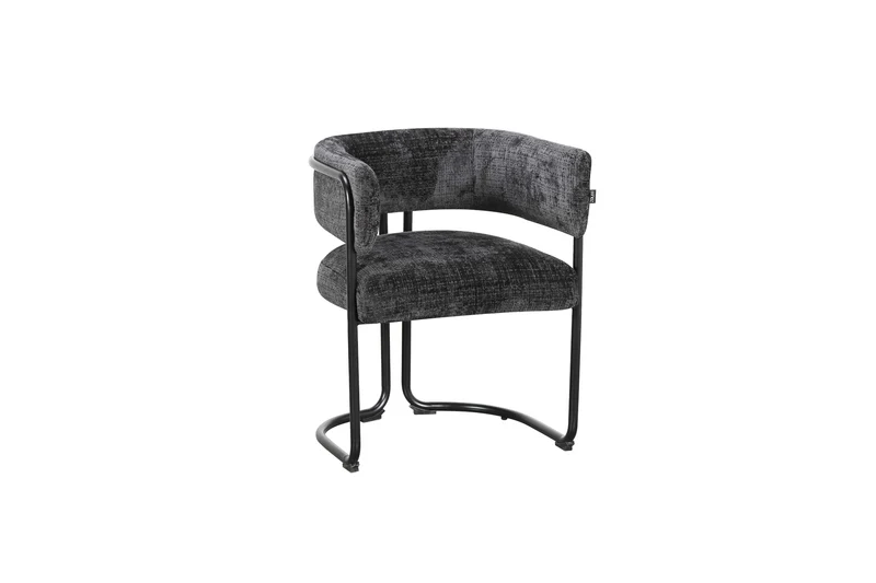 Chaise avec accoudoirs en tissu et structure noire, 56x52xH70CM ALICIA