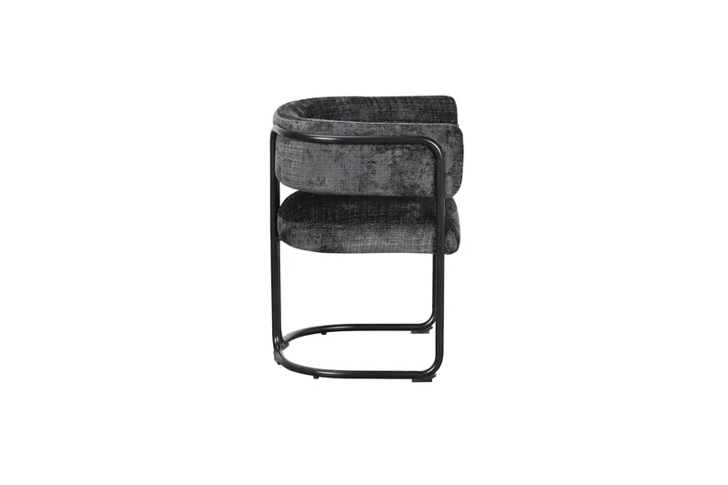 Chaise avec accoudoirs en tissu et structure noire, 56x52xH70CM ALICIA