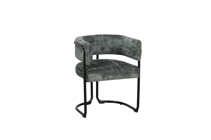 Chaise avec accoudoirs en tissu et structure noire, 56x52xH70CM ALICIA