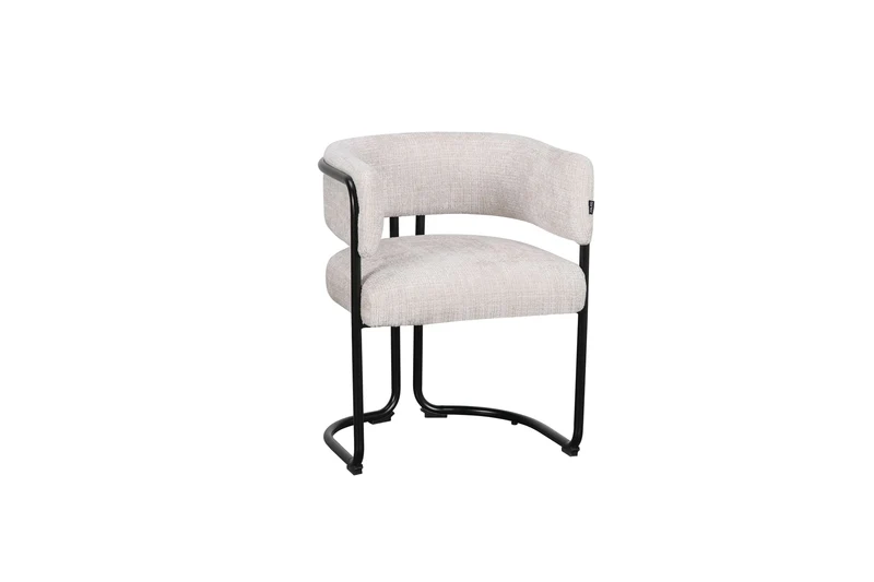 Chaise avec accoudoirs en tissu et structure noire, 56x52xH70CM ALICIA