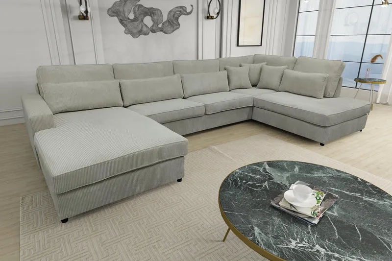 CANAPE BRISTOL EN U VELOURS BEIGE 400x230x94cm
