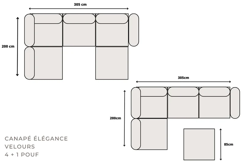 Canapé d’angle MODULABLE 4+1