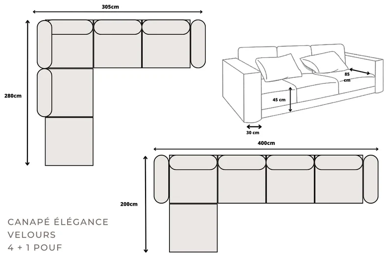 Canapé d’angle MODULABLE 4+1