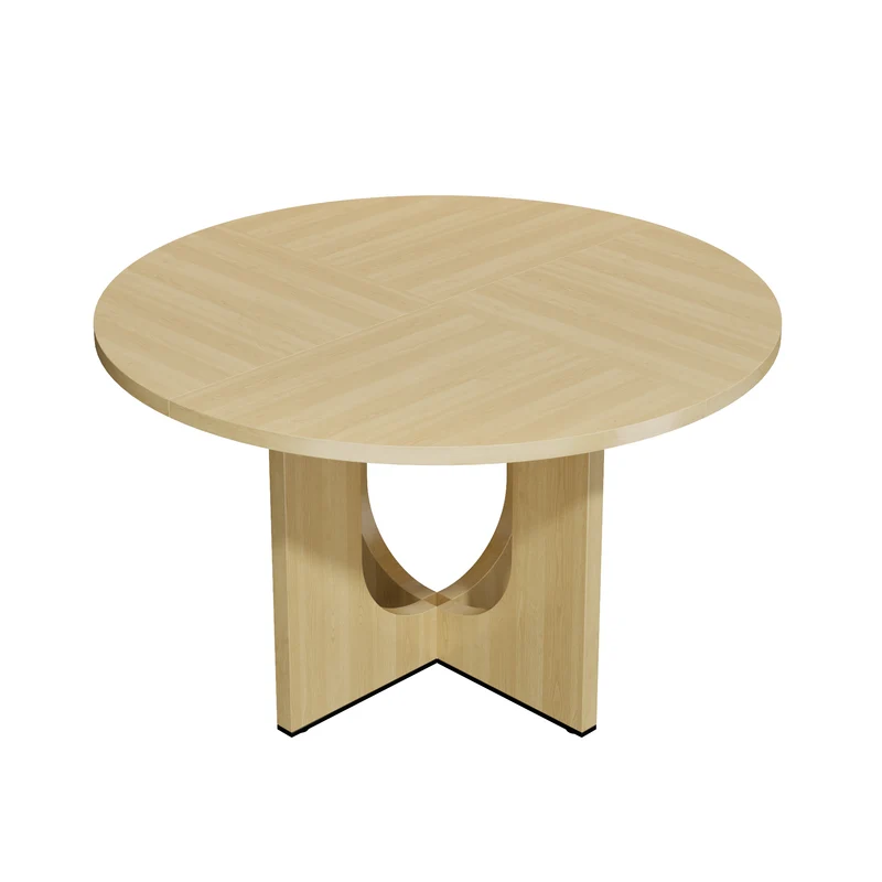 Table à manger ronde effet chêne 4-6 personnes avec pieds en U 120x120cm MINIMALISTCARTSET