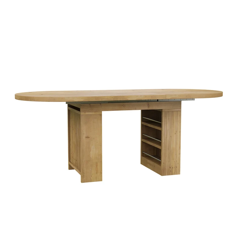 Table à manger extensible effet chêne avec rangement 6-8 personnes 150-200x90cm MINIMALISTCONCRETEST