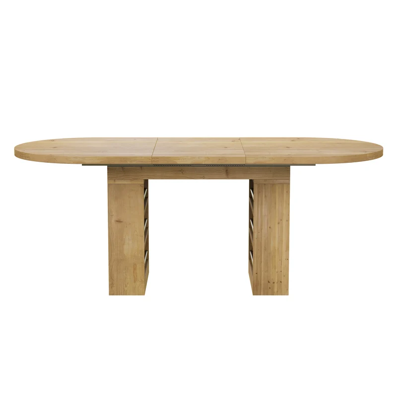 Table à manger extensible effet chêne avec rangement 6-8 personnes 150-200x90cm MINIMALISTCONCRETEST