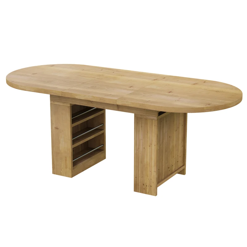 Table à manger extensible effet chêne avec rangement 6-8 personnes 150-200x90cm MINIMALISTCONCRETEST