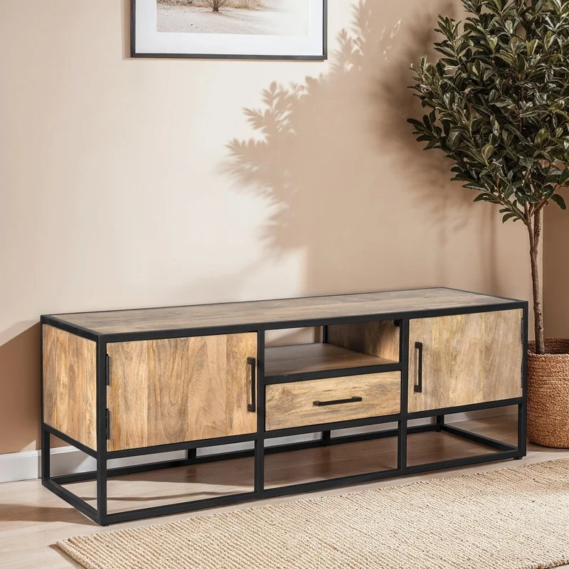 Meuble TV en bois de manguier, H50CM- ALEXIA