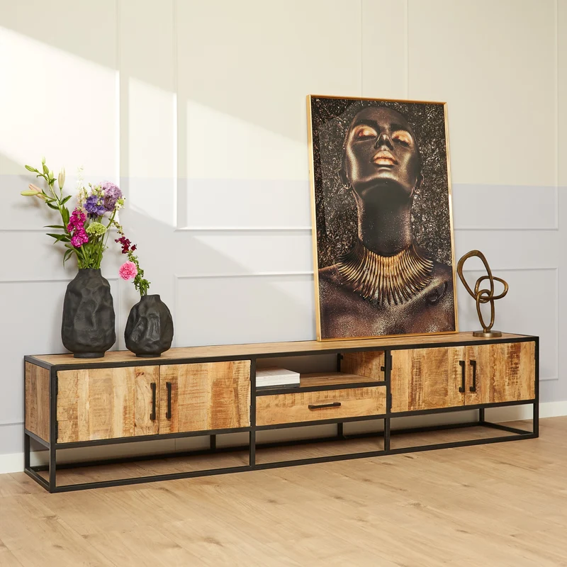 Meuble TV en bois de manguier, H50CM- ALEXIA