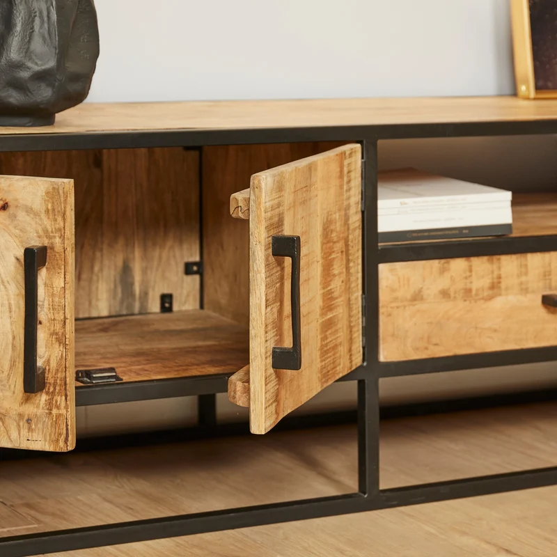 Meuble TV en bois de manguier, H50CM- ALEXIA