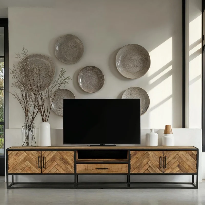 Meuble TV en bois de manguier, H50cm - VICTORIA