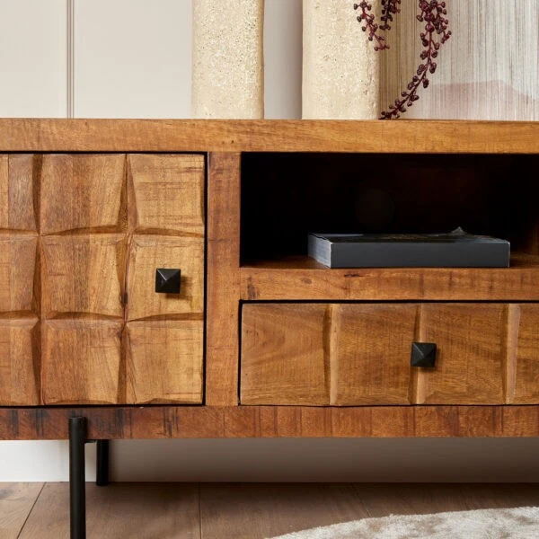 Meuble TV en bois de manguier, H55CM - MARIA