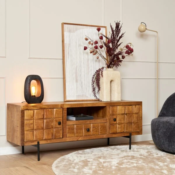 Meuble TV en bois de manguier, H55CM - MARIA