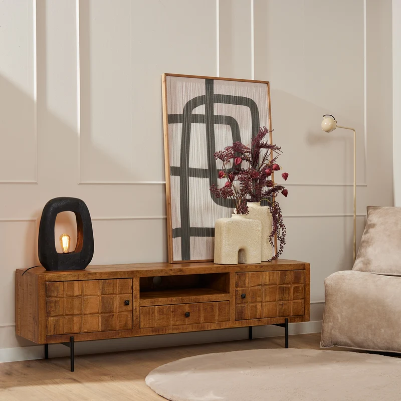 Meuble TV en bois de manguier, H55CM - MARIA
