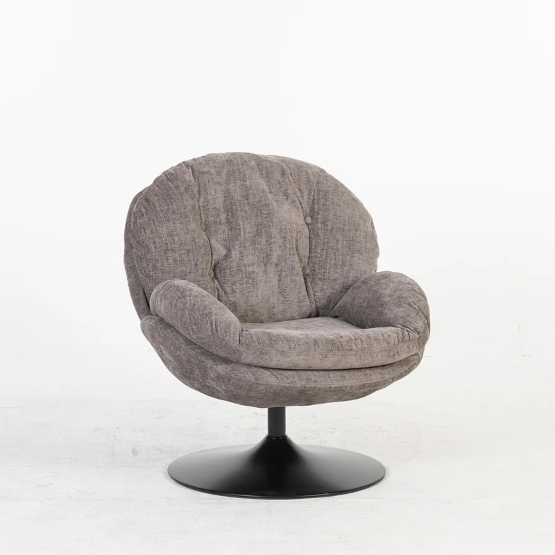 Milo Fauteuil rond design pivotant en tissu haute qualité, 85x70xH89CM