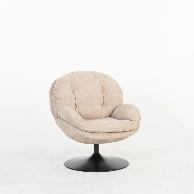 Milo Fauteuil rond design pivotant en tissu haute qualité, 85x70xH89CM