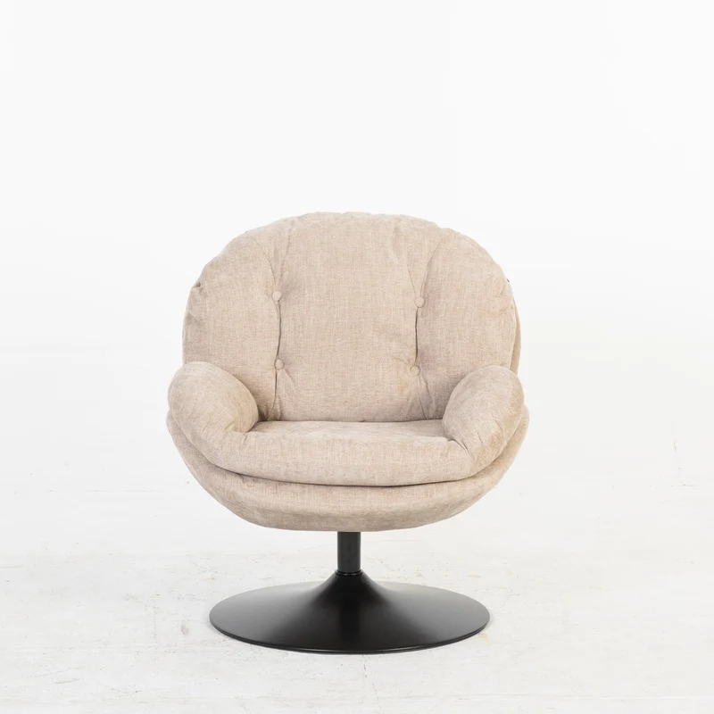 Milo Fauteuil rond design pivotant en tissu haute qualité, 85x70xH89CM