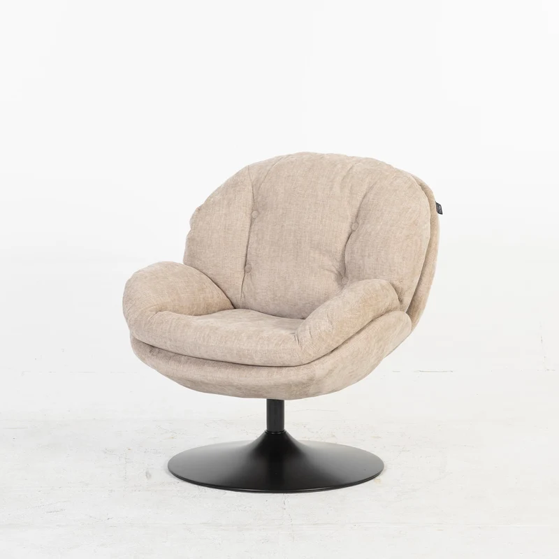Milo Fauteuil rond design pivotant en tissu haute qualité, 85x70xH89CM