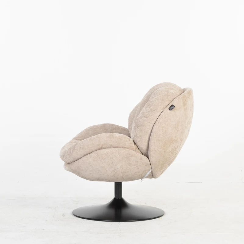 Milo Fauteuil rond design pivotant en tissu haute qualité, 85x70xH89CM