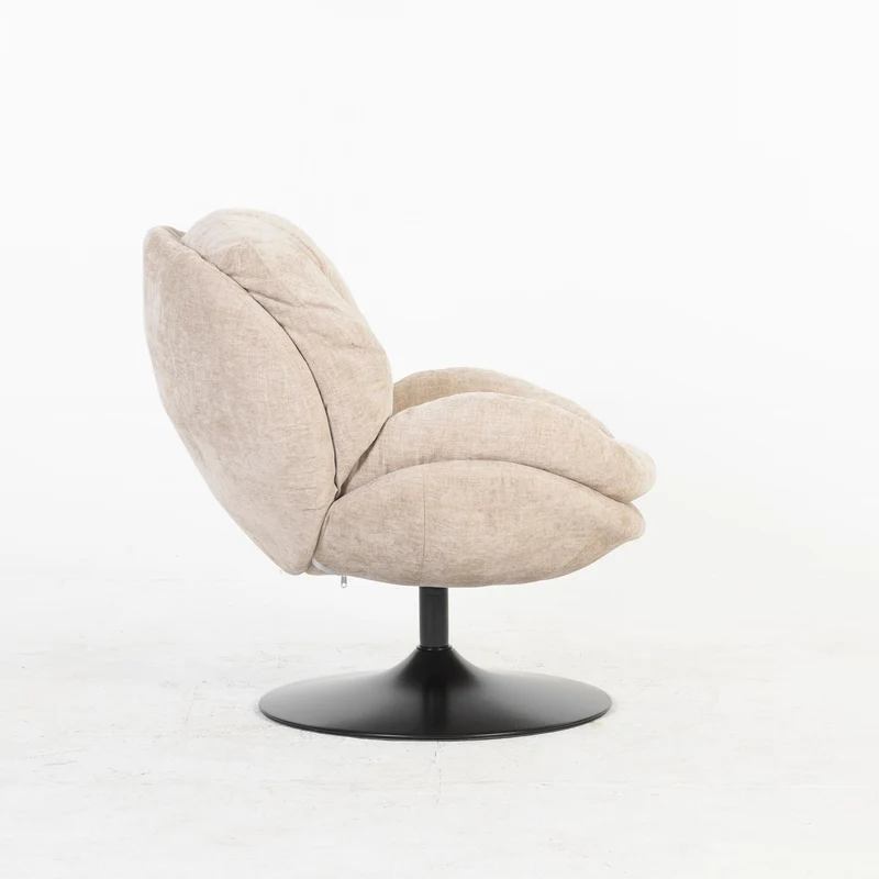 Milo Fauteuil rond design pivotant en tissu haute qualité, 85x70xH89CM