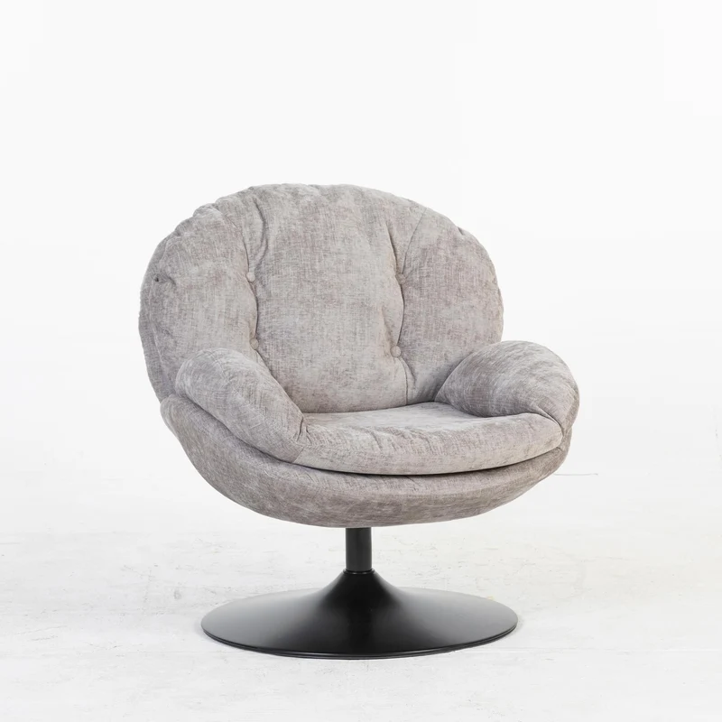 Milo Fauteuil rond design pivotant en tissu haute qualité, 85x70xH89CM